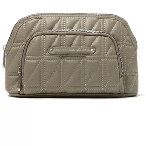 FREE w/$25 purch Aurelia Box Quilt Double Zipper Cosmetic Pouch Slate Green NWT